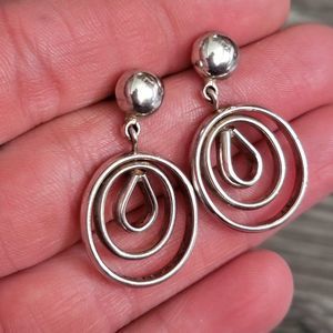 Sterling Silver 925 Dangle Circle Earrings